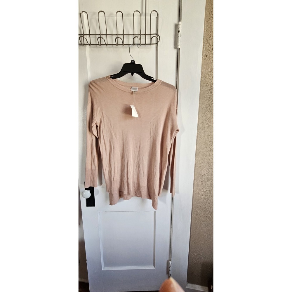 NWT Cupio Sweater Womens pull over Knitted Rayon Rose pink Long Sleeve Medium
